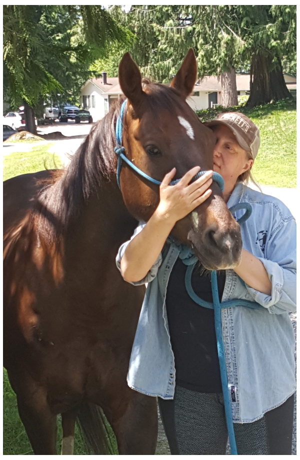 Elena Hartwell with Radar the Horse
